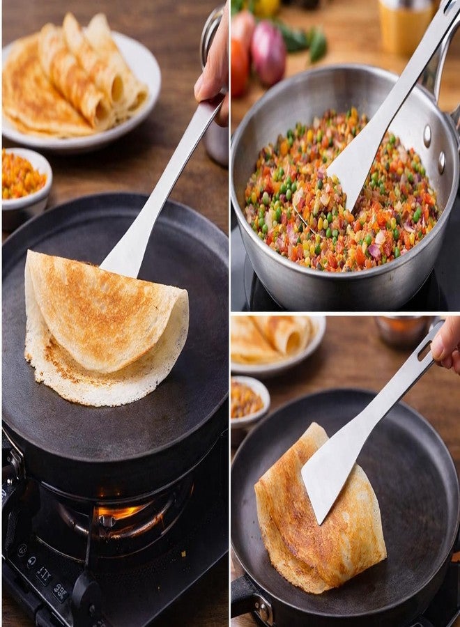 Dynore ملعقة تقليب أندرا دوسا بالتا المصنوعة من الفولاذ المقاوم للصدأ من داينور بريميوم - ملعقة مسطحة تقليدية للدوسا، والأوتام، والروتي، والباراثا - 31 سم - Image 4